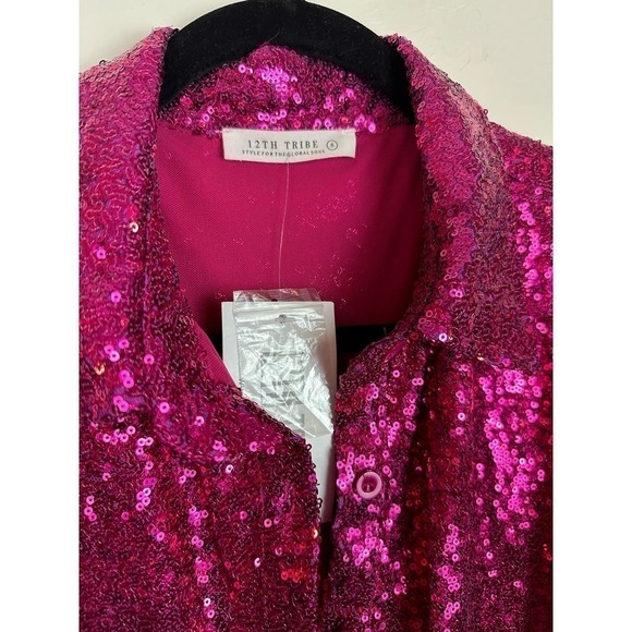 NWT 12th Tribe Unstoppable Fuchsia Sequin Mini Dress SML - Picture 3 of 9